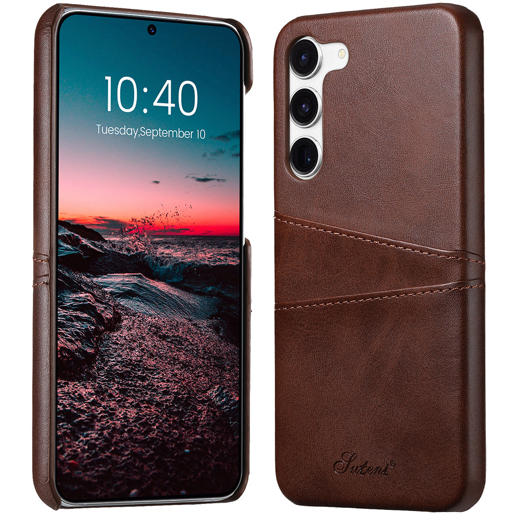 SUTENI For Samsung Galaxy S23 PU Leather Coated PC Phone Case Calf Texture Drop-proof Cover with Card Slots SUTENI For Samsung Galaxy S23 PU Leather Coated PC Phone Case Calf Texture Drop-proof Cover with Card Slots
